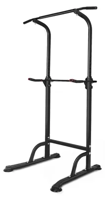 Zdjęcie produktu dla Regulowana stacja treningowa – drążek do podciągania i pompki – uchwyt w kształcie litery A – wysokość 168,91–210,06 cm – maksymalne obciążenie 149 kg – wielofunkcyjna – kolor czarny