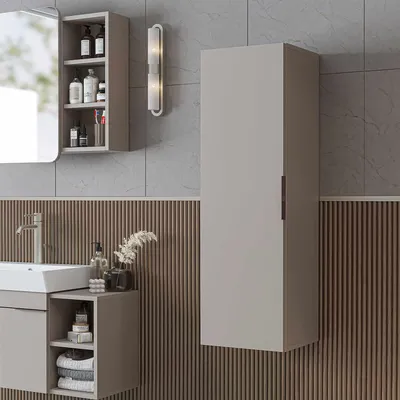 Productafbeelding van Skye Decor, hoogwaardige badkamerkast, zandsteenkleur, 114 cm, 100% melamine | Ouderencode: 12345