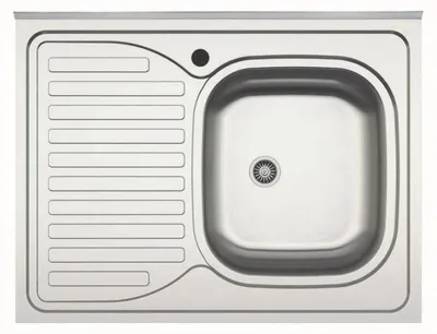 Immagine prodotto di Lavello cucina da appoggio 80x60 una vasca con gocciolatoio sinistro inox SA30SX