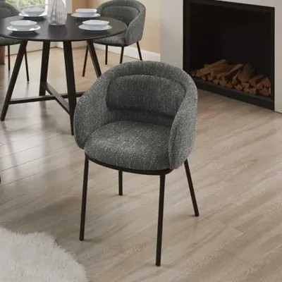 Produktbild von Eleganter Design Stuhl MADRID grau Strukturstoff mit Armlehne