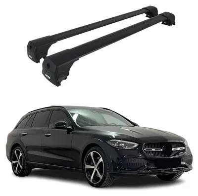 Image de Barres De Toit Transversales pour Mercedes Classe C S206 2021-2026 Alu Noir 2Pcs