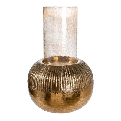 Produktbild von Casablanca by Gilde Windlicht rund, zylindrisch Haley goldfarben H. 46,5 cm, 57992