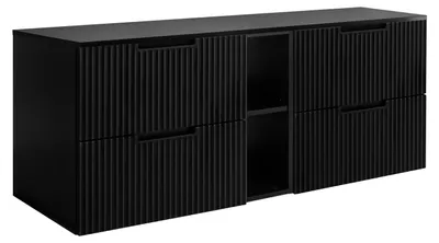 Image de Meuble de salle de bains, noir, 180 (2 x 80 + 20) x 58,6 x 46 cm