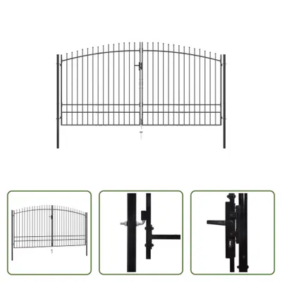 Immagine prodotto di The Living Store Cancello da giardino a due ante con punte di lancia 400 x 248 cm