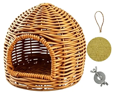 Zdjęcie produktu dla Sztuczne gniazdo dla ptaków, imitujące rattan, do klatki