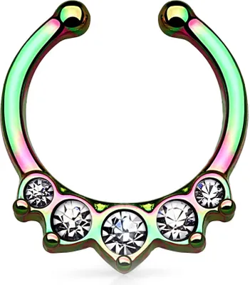 Produktbild von Nasenpiercing Nasenring Fake Piercing Septum Chirurgensthal Zirkonia Kristall rainbow
