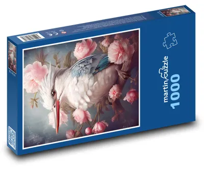 Zdjęcie produktu dla Puzzle 1000 Zimorodek wśród kwiatów - martinpuzzle