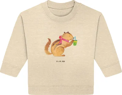 Produktbild von Mr. & Mrs. Panda Organic Baby Pullover Eichhörnchen Smoothie 12. - 18. Monat - Natural Raw - Geschenk, Green Smoothies, Bullover, Streifenhörnchen, Diät, Abnehmen