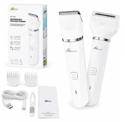 Produktbild von Bikini Trimmer für Damen Elektrischer Damenrasierer 3 in 1 mit 2 Wechselköpfen und 2 Kammaufsätzen IPX7 Wasserdicht Körperrasierer für Bikinizone Achseln