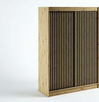 Produktbild von Schwebetürenschrank LAMELO 1 150 mit Zierstreifen, Kleiderschrank für Schlafzimmer, Modern Design
