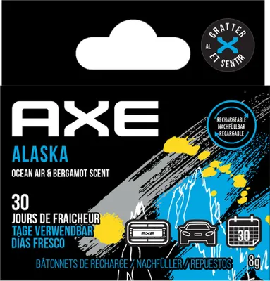 Zdjęcie produktu dla Wkłady do odświeżacza powietrza AXE w aluminiowym uchwycie Alaska, 2 sztuki