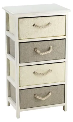 Immagine prodotto di Cassetiera con 4 Cassetti in Legno e Rafia Sintentica Bianco Fadi