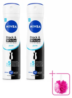 Immagine prodotto di 2 x NIVEA Black & White Deodorante Spray Invisibile Pure - 150 ml - Confezione risparmio - 2 pezzi