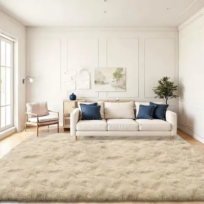 Immagine prodotto di Tappeto a pelo lungo, lavabile, antiscivolo, 200x290 cm, color beige