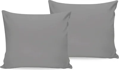 Produktbild von L'Essentiel Linge de Maison, Dark Grey, Dunkelgrau, Kissenbezug-Set (2 Stück), 100 % BAUMWOLLE RANFORCE, 50 x 70 cm
