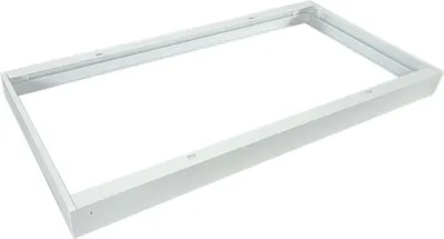 A white metal frame for a LED panel, shown from a diagonal angle against a white background.