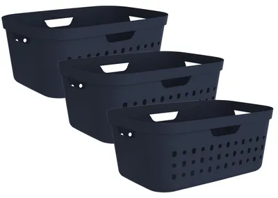 Produktbild von Rotho 3er Set Wäschesammler 55L Jona - Wäschekorb groß - Wäschetruhe 43,2 x 35,5 x 53,3 cm - Wäschebox mit Deckel - Wäsche Sammler aus Kunststoff