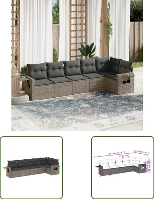Produktbild von The Living Store 6-tlg. Garten-Sofagarnitur mit Kissen Grau Poly Rattan
