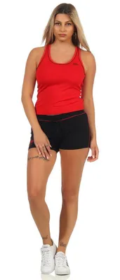 Immagine prodotto di Pantaloncini sportivi fitness 2 pezzi da donna; rosso/nero S/M