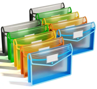 Productafbeelding van Transparante A4-documentenmap met drukknopsluiting, documentenorganizer voor school, kantoor, thuis en reizen – 10 stuks