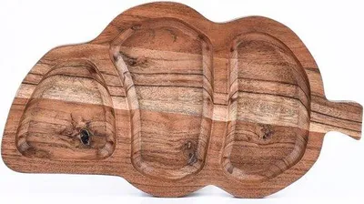Image de Assiette de service Famanu en bois, 35 x 15 cm - design moderne, idéale comme décoration de table