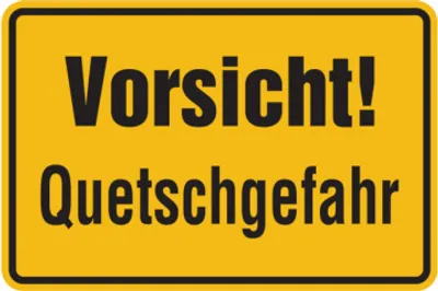 Produktbild von Dreifke® Hinweisschild, Vorsicht! Quetschgefahr, 200x300mm, Alu geprägt, Alu ...