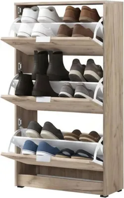 Immagine prodotto di Dmora Scarpiera Marradi 67x28x119h cm Marrone Rovere Nodi, 6 Ripiani 3 Ante