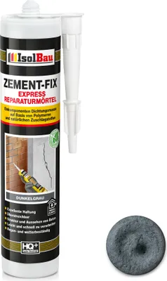 Produktbild von Isolbau Zement-Fix 1 x 300 ml Dunkelgrau Express Reperaturmörtel - Dichtungsmasse für Fugen & Risse im Innen- & Außenbereich, Kartusche