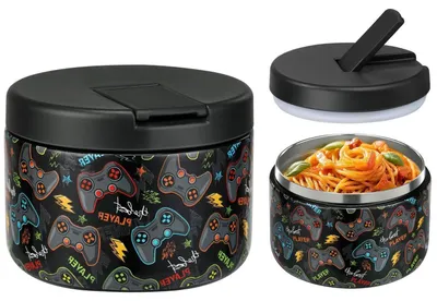 Produktbild von Thermobehälter für Essen 350ml Edelstahl Warmhaltebehälter Auslaufsicher Weithals Schwarz