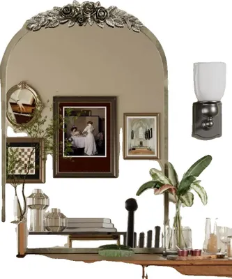Produktbild von Wandspiegel, Vintage Barockstil, Bogenform, Silber