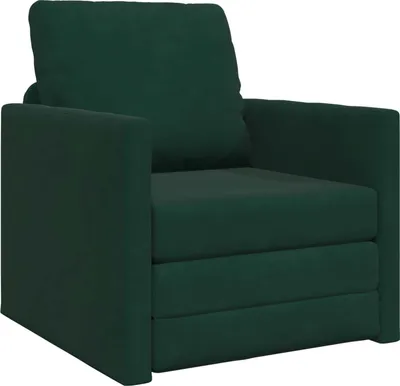 Zdjęcie produktu dla vidaXL Sofa rozkładana ciemnozielona 74 x 77 x 81 cm aksamitna