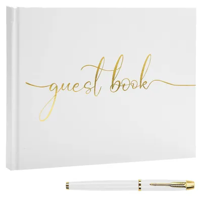 Gästebuch für Hochzeit, 100 Seiten, weiß, mit Stift