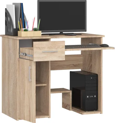 Produktbild von Schreibtisch 90cm mit Tastaturauszug 1 Schublade 1 Tür Computertisch Arbeitstisch