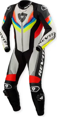 Immagine prodotto di Revit Quantum 3 tuta da moto in pelle a 1 pezzo traforata, grigio/giallo neon, 48