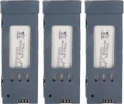 Obrázek produktu pro Náhradní lithium-iontová baterie 600 mAh, 3,7 V pro RC kvadrokoptéry E58, E68, JY109 a 998 Pro – s 1 nabíjecím konektorem a 3 nabíjecími kabely