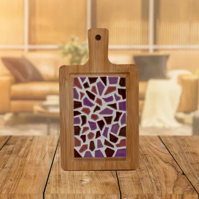 Produktbild von Little Creations Mosaik DIY Servierbrett rosa Bambus Bastelset kreativ