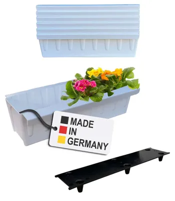Image de BURI 6 inserts de jardinières pour palettes Euro avec tapis d'arrosage | avec système de suspension à accrocher | 37,3cm blanc | jardinière pour palette Euro | balconnière | pot de fleurs | extrêmement stable
