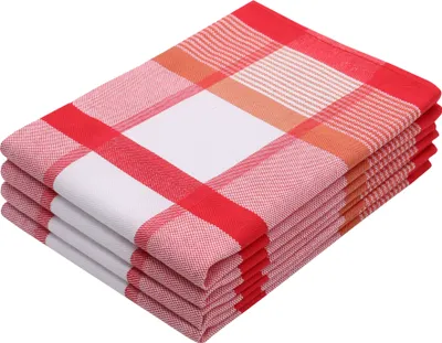 Produktbild von 4er Set Geschirrtücher Baumwolle, 50x70 cm, rot-kariert
