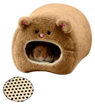 Produktbild von Warmes Haustierbett / Hängehöhle für kleine Pelztiere, für Ratten und Hamster, Fleece, zum Aufhängen, Teddy-Design, mit Schlafeinlage