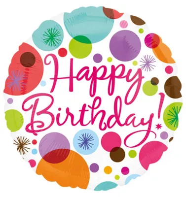 Produktbild von amscan Folienballon Happy Birthday Polka Dots weiß