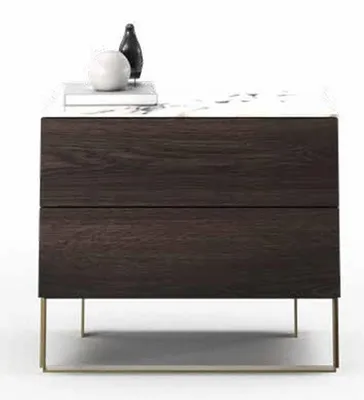 Image de Table de nuit grise moderne en bois au design stable