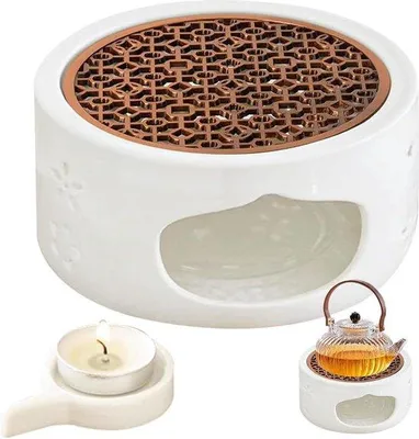 Zdjęcie produktu dla Ceramiczne podgrzewacze do czajników – białe – do utrzymywania ciepła – z podgrzewaczami do herbaty
