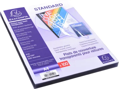 Image de Exacompta Boite de 100 plats pour relier PVC 20x100e A4 Cristal 42542E