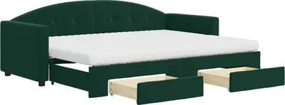 Obrázek produktu pro vidaXL Rozkládací postel se zásuvkami tmavě zelená 80x200 cm Velvet