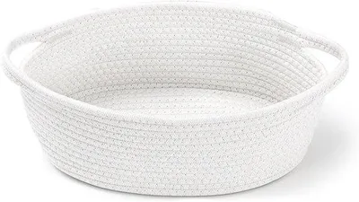 Produktbild von Unyqoos® Geflochtener Aufbewahrungskorb aus 100% Baumwollseil, naturfarben, 30,5 x 20,3 x 12,7 cm, maschinenwaschbar, mit Tragegriffen