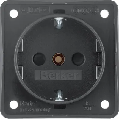 Image de Berker Integro Prise Schuko encastrée avec protection renforcée contre les contacts accidentels, anthracite mat