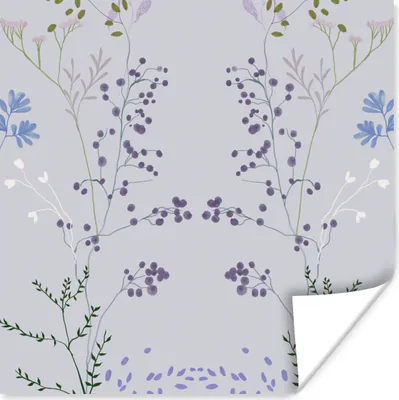 Produktbild von MuchoWow® Poster Pastell - Grau - Blumen - Design 75x75 cm - Wand Dekoration
