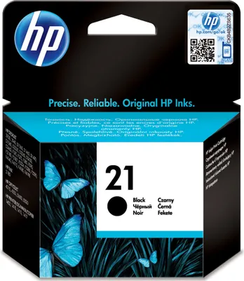 The image shows the packaging of an HP ink cartridge, featuring butterflies and product information.