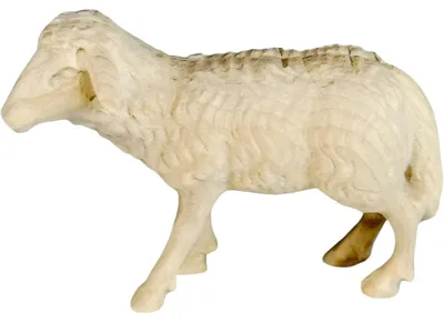 Stehendes Schaf aus Holz, 8 cm, handbemalt, religiöses Kunstobjekt