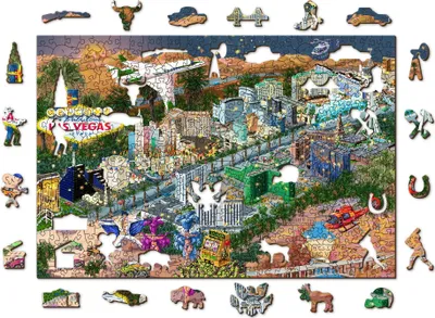 Imagen del producto de WOODEN CITY Holzpuzzle: Bienvenido a Las Vegas, 2 en 1, 505 piezas, producto ecológico